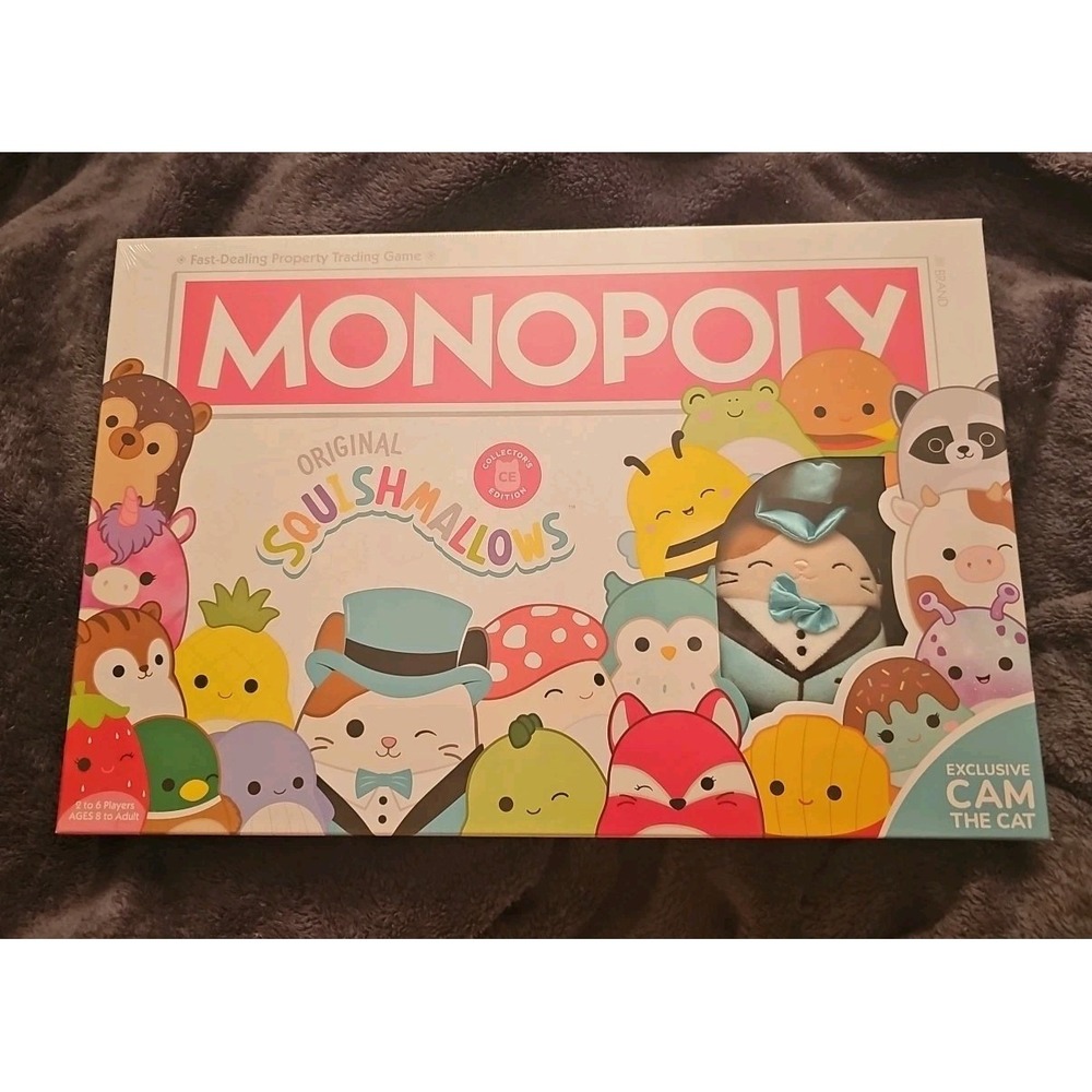 Monopoly: Squishmallows Collector's Edition Featuring Cam The Cat Plush NEW